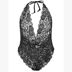 NEW In'Voland Black Lace Plus Size 24W Teddy